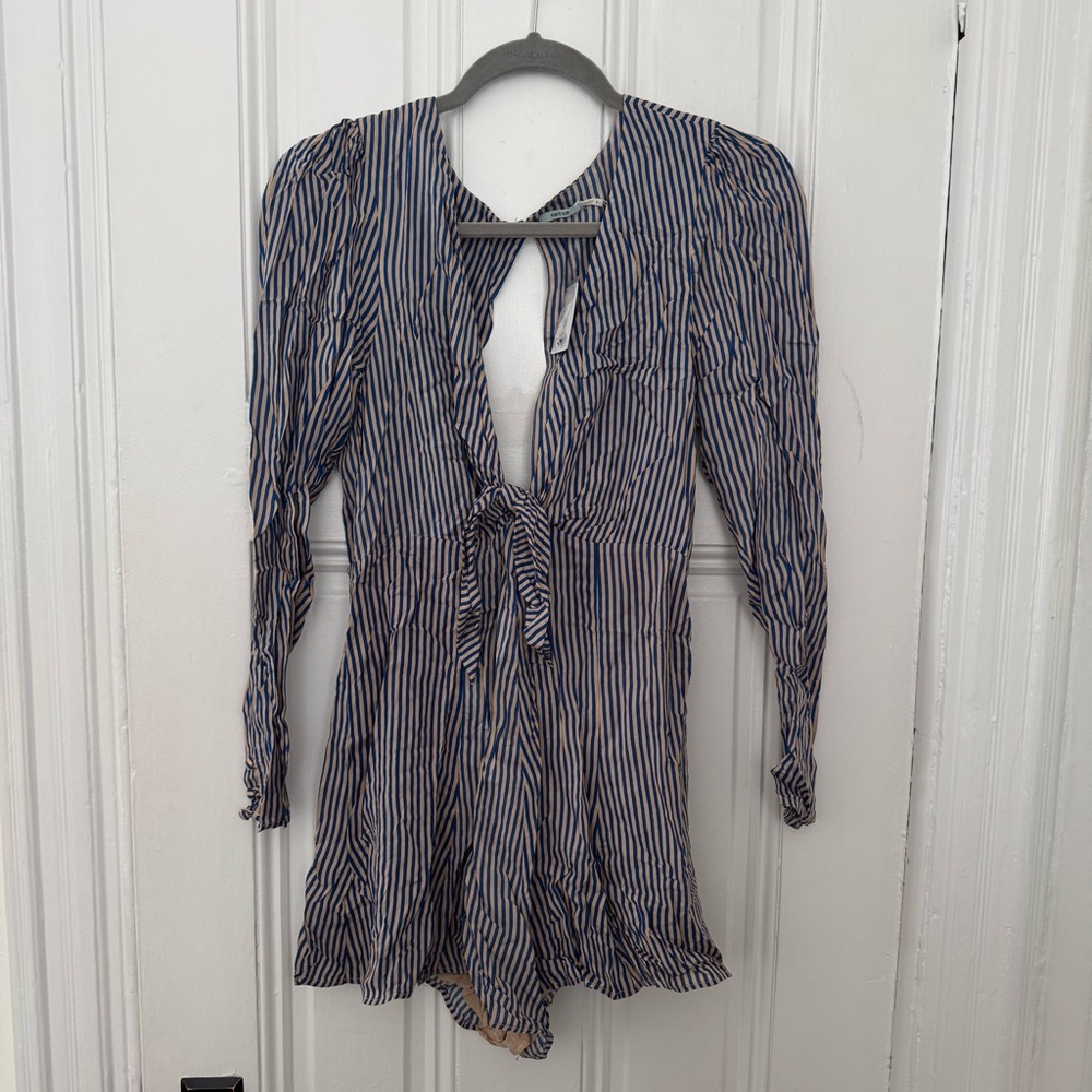 NWT UO Kimchi Blue Striped Long Sleeve Romper Size 6